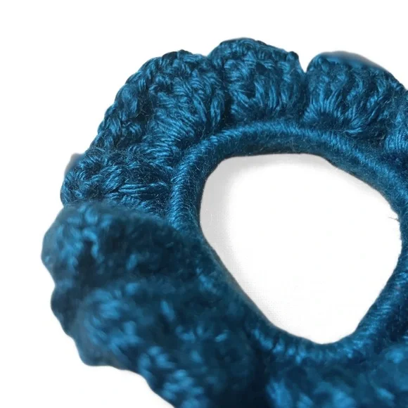 HANDMADE. Blue scrunchie set! *SET OF TWO* made from bamboo yarn! - Picture 4 of 10